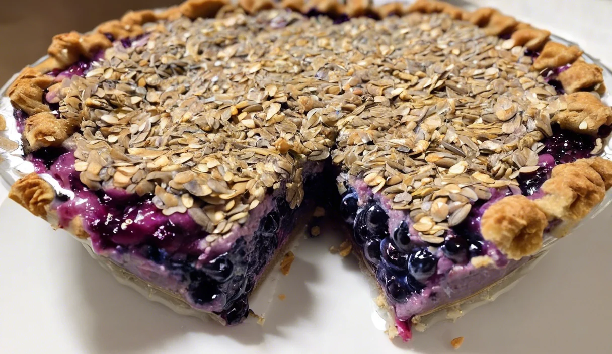 A delicious plate of No-Bake Plant-Based Vegan Blueberry Chia Seed Pie