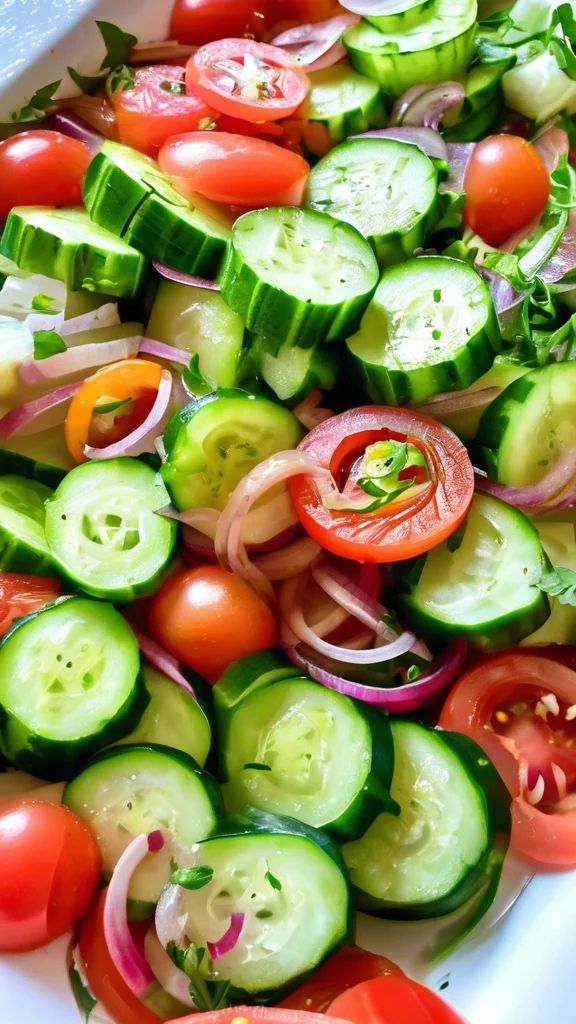 Classic Marinated Cucumber, Tomato, and Onion Salad