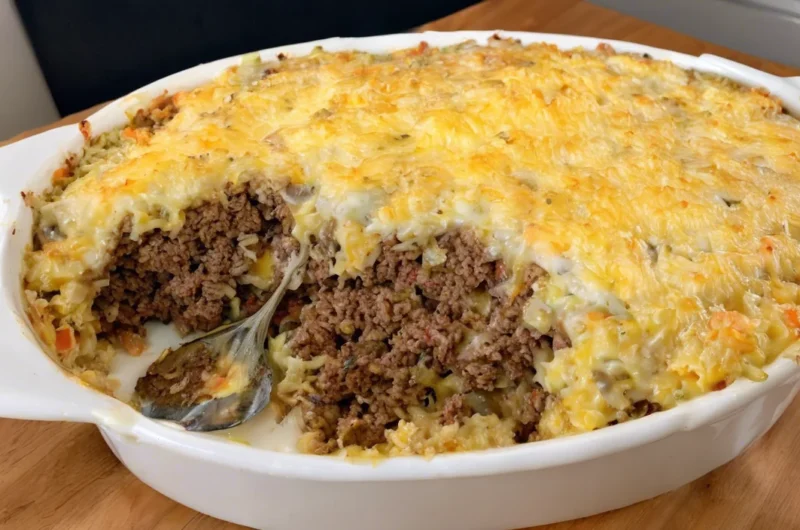 Cheesy Ground Beef Rice Casserole