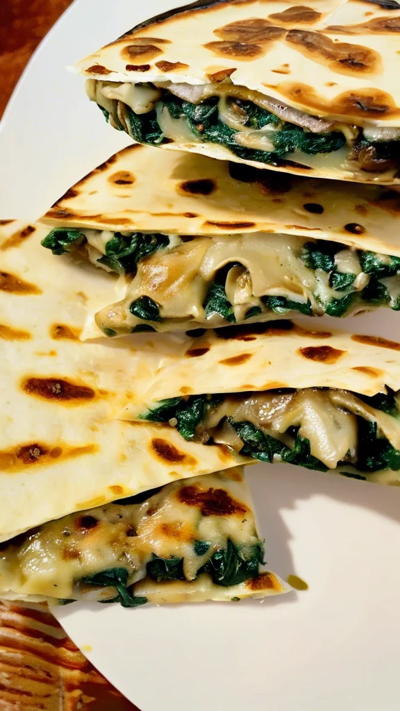 Baked Spinach Mushroom Quesadillas