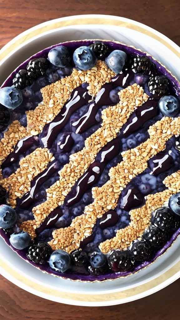 Beautifully plated No-Bake Plant-Based Vegan Blueberry Chia Seed Pie