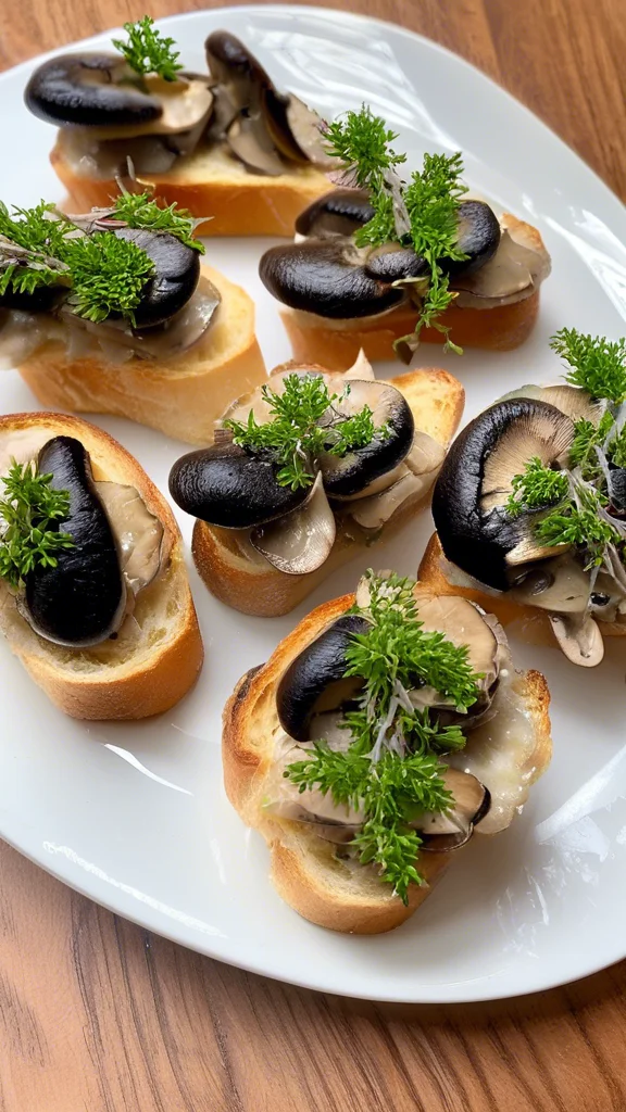 Step-by-step making Mushroom Thyme Crostini