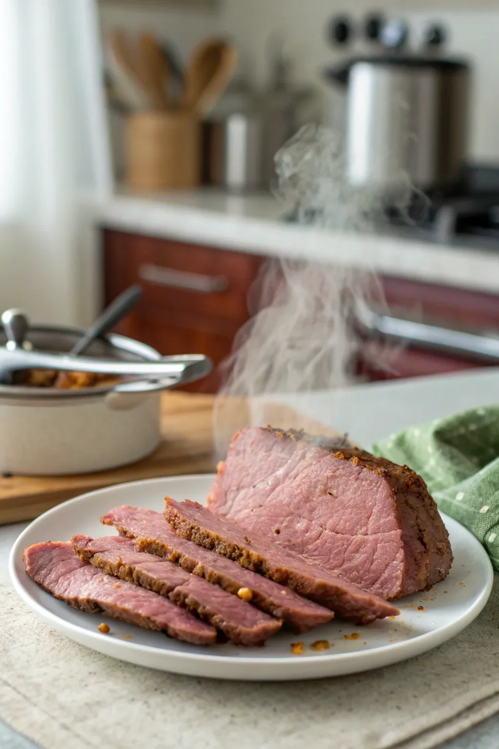 A delicious plate of Baked Corned Beef in the Oven