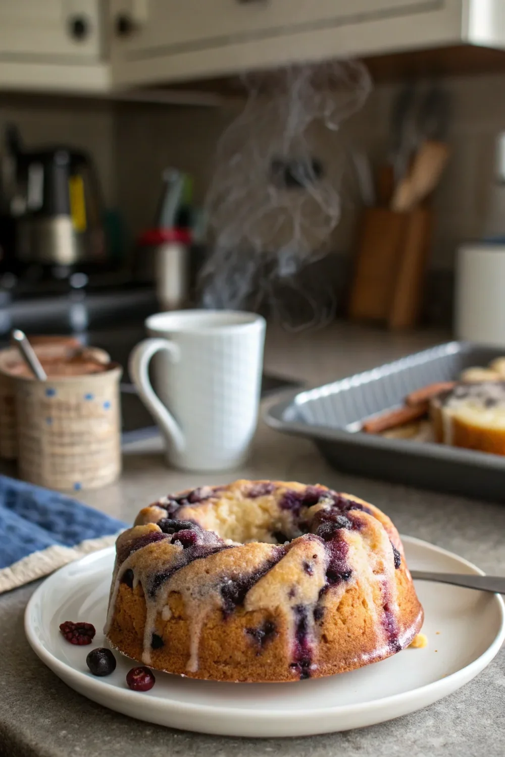 A delicious plate of Blueberry Cream Cheese Babka