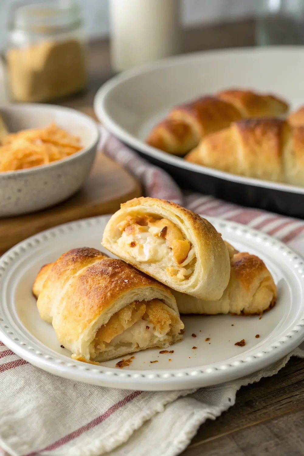 A delicious plate of Cheesy Chicken Crescent Rolls
