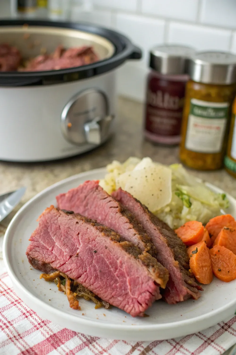 A delicious plate of Crockpot or Oven Corned Beef Recipe