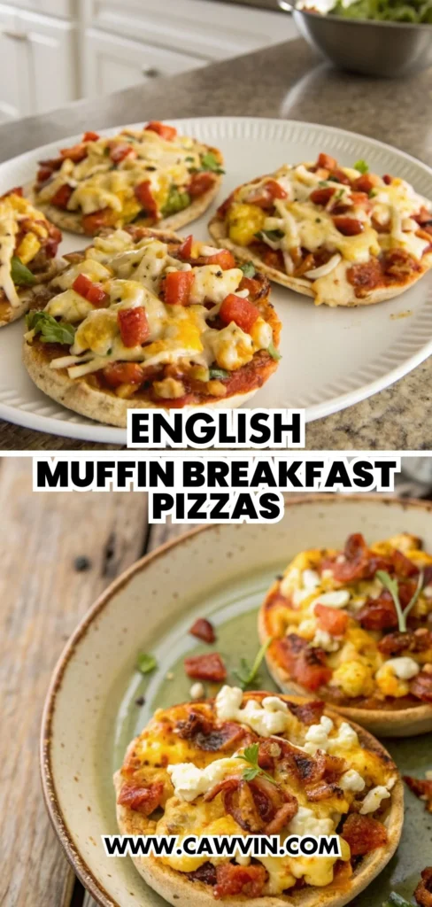 English Muffin Breakfast Pizzas 2 - Easy Peasy Recipes