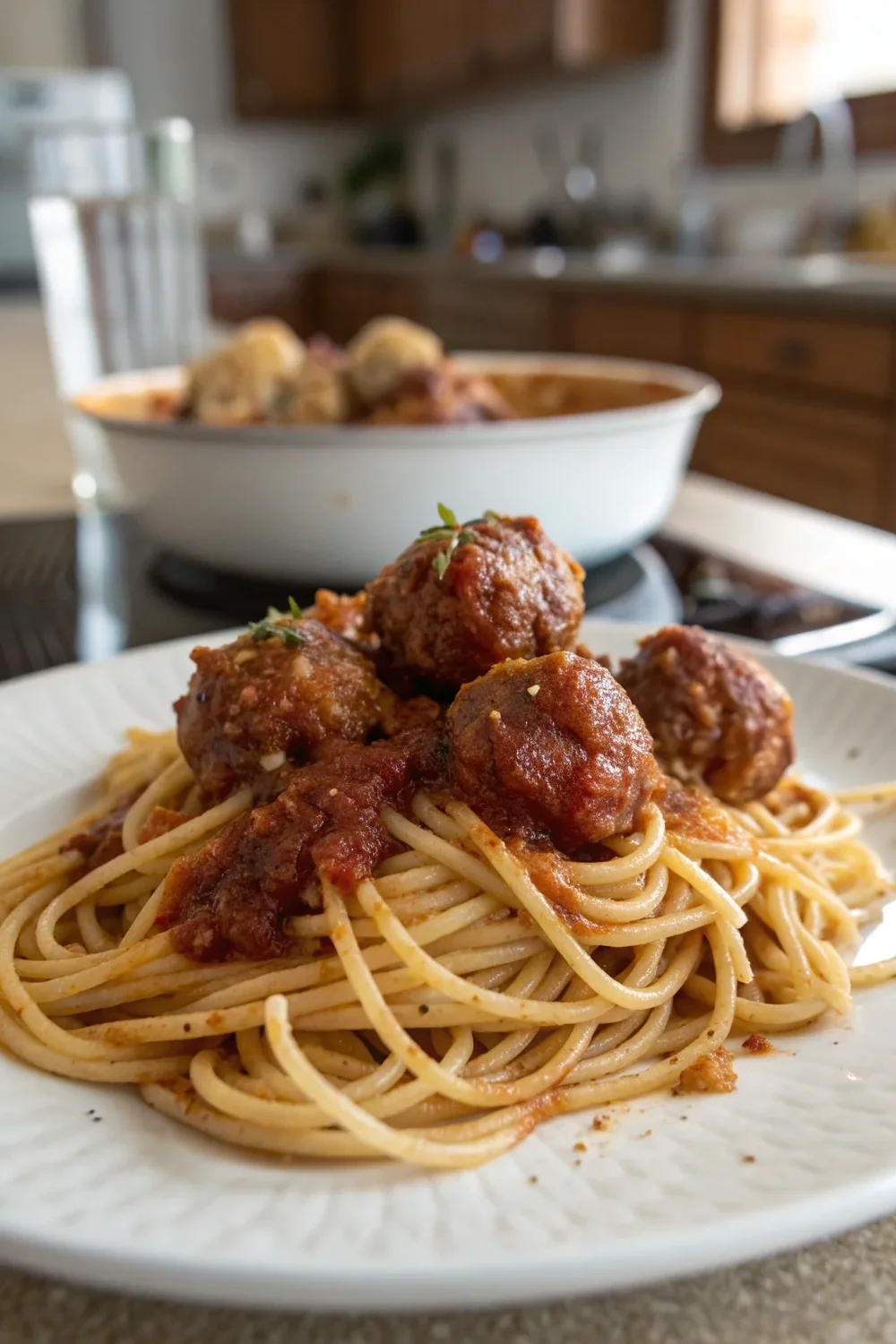 A delicious plate of Spaghetti and Italian Meatball Appetizers