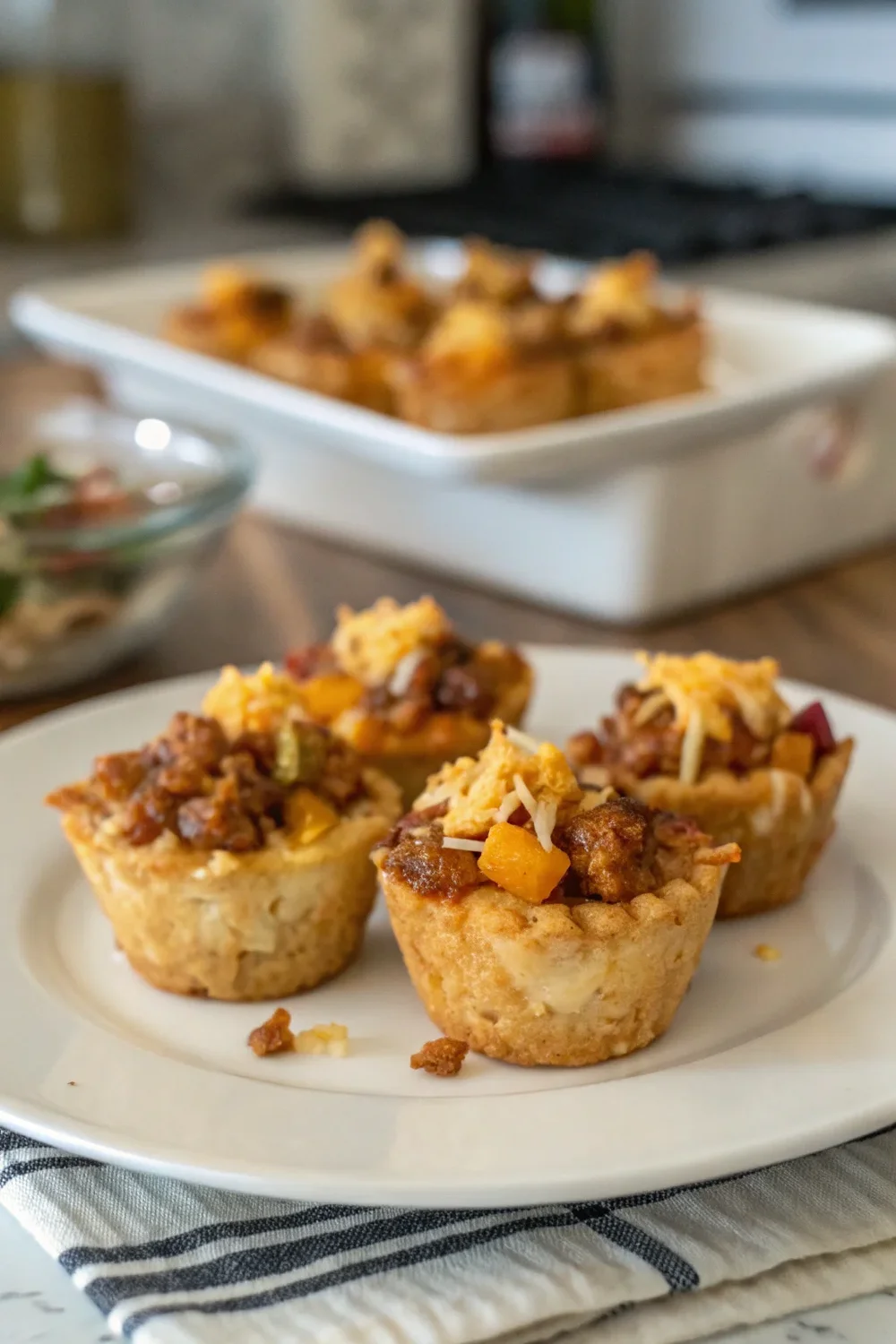 A delicious plate of Tater Tot Appetizer Cups