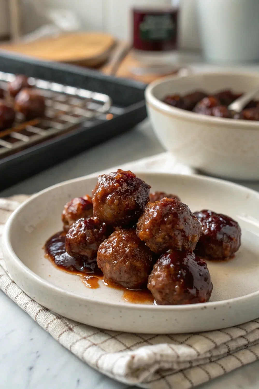 A delicious plate of Easy Grape Jelly Meatballs Recipe