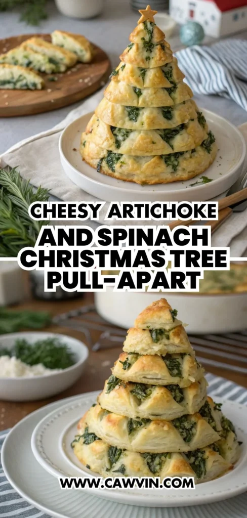 Cheesy Artichoke and Spinach Christmas Tree Pull Apart 1000x2100 1 - Easy Peasy Recipes
