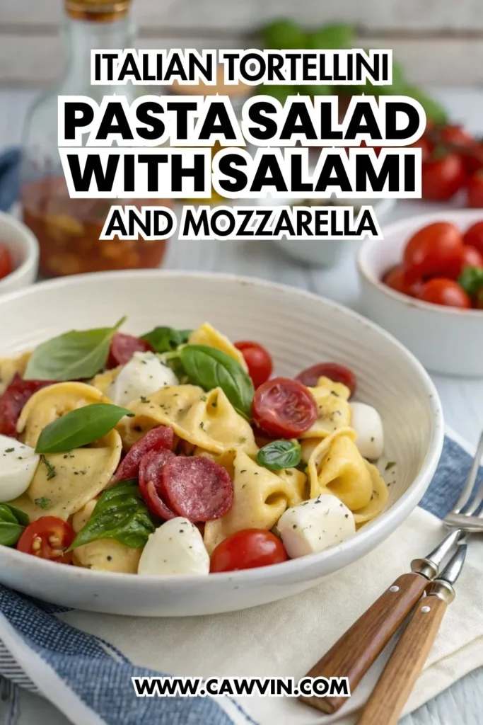 Italian Tortellini Pasta Salad with Salami and Mozzarella 1000x1500 1 - Easy Peasy Recipes