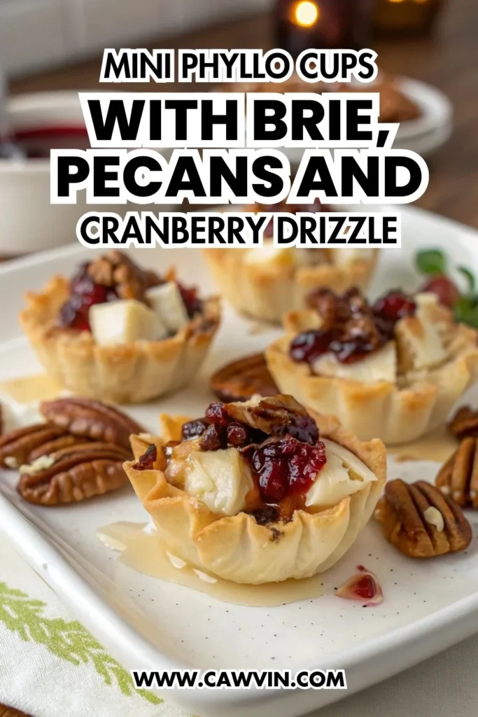Mini Phyllo Cups with Brie Pecans and Cranberry Drizzle 1000x1500 1 - Easy Peasy Recipes