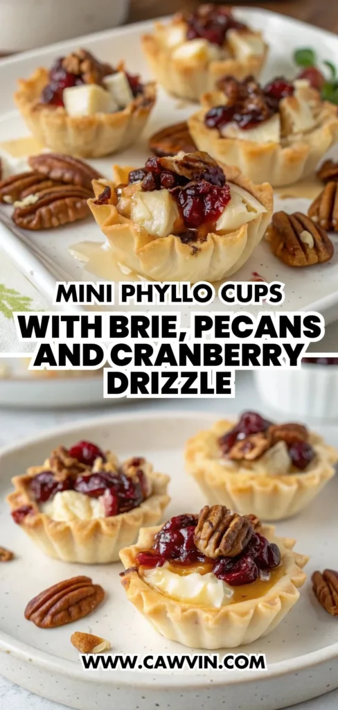 Mini Phyllo Cups with Brie Pecans and Cranberry Drizzle 1000x2100 1 - Easy Peasy Recipes
