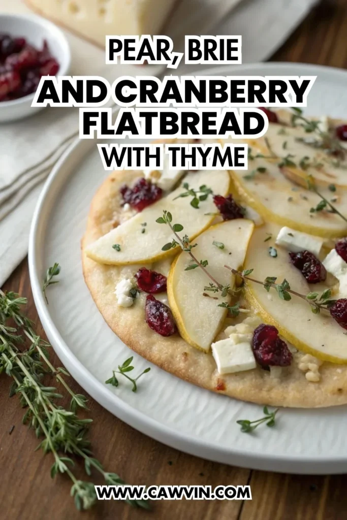 Pear Brie and Cranberry Flatbread with Thyme 1000x1500 1 - Easy Peasy Recipes