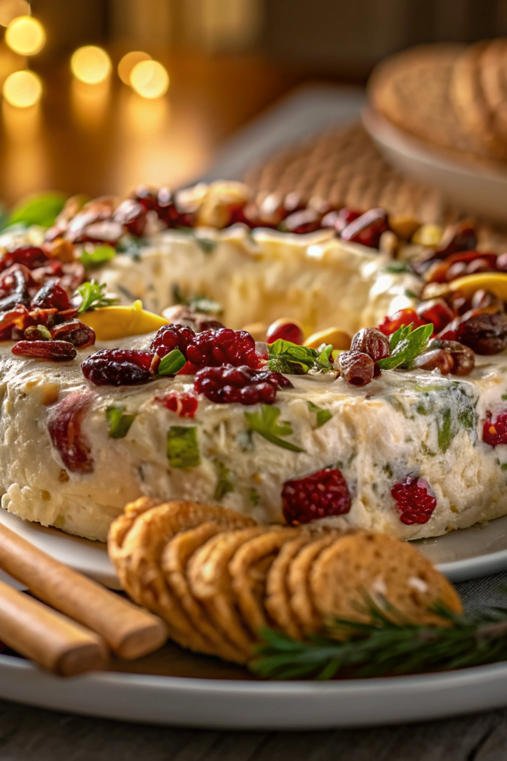 Pineapple Cranberry Cream Cheese Christmas Wreath Dip - Easy Peasy Recipes