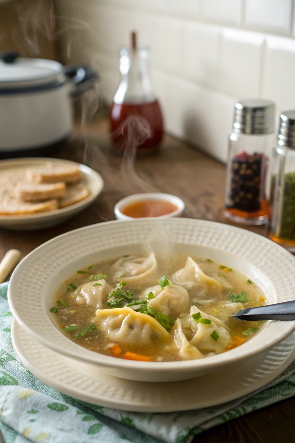 A delicious plate of Comforting Potsticker Soup