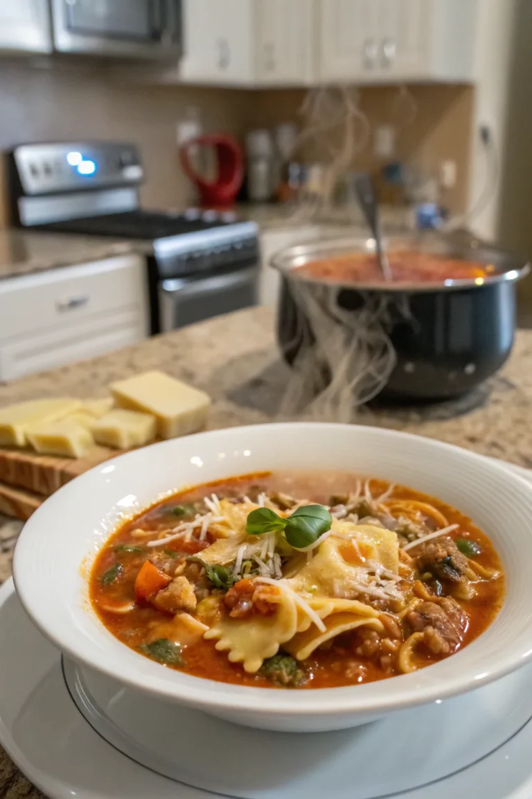 A delicious plate of Easy Creamy Lasagna Soup