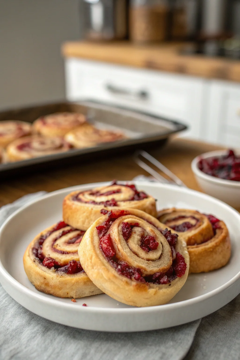 A delicious plate of Cranberry-Pecan Pinwheels