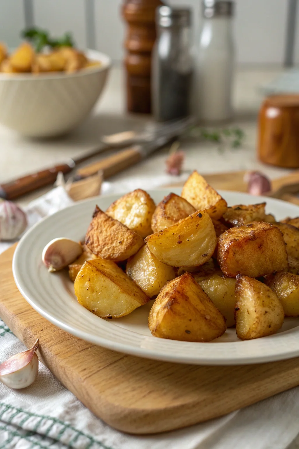 A delicious plate of Garlic Roast Potatoes