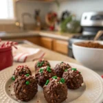 A delicious plate of Christmas Chocolate Rice Krispie Balls