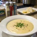 A delicious plate of High-Protein Cream of Potato Soup