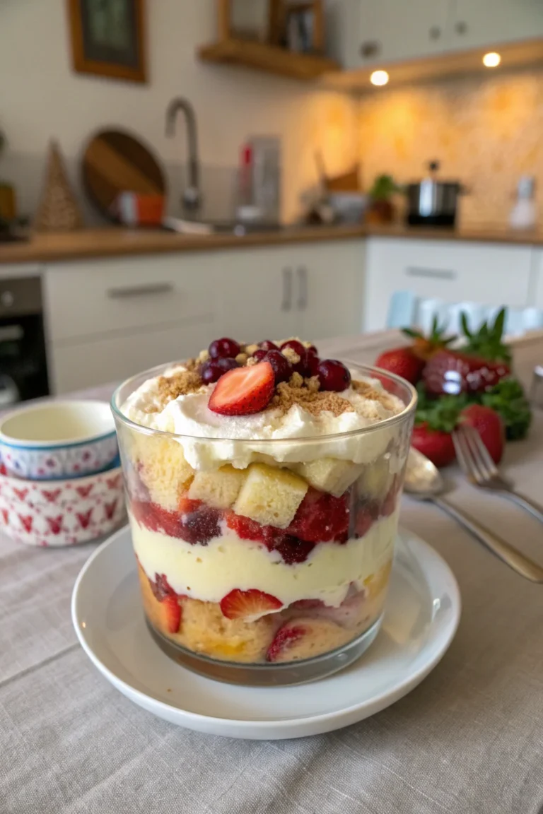 A delicious plate of Christmas Trifle Dessert