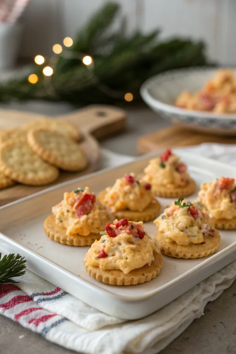 A delicious plate of Christmas Pimento Cheese Bites