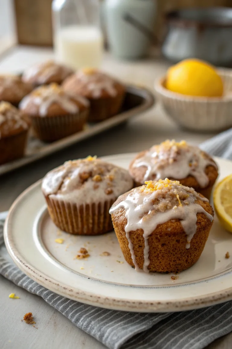 A delicious plate of Gingerbread Muffins With a Sweet Lemon Glaze