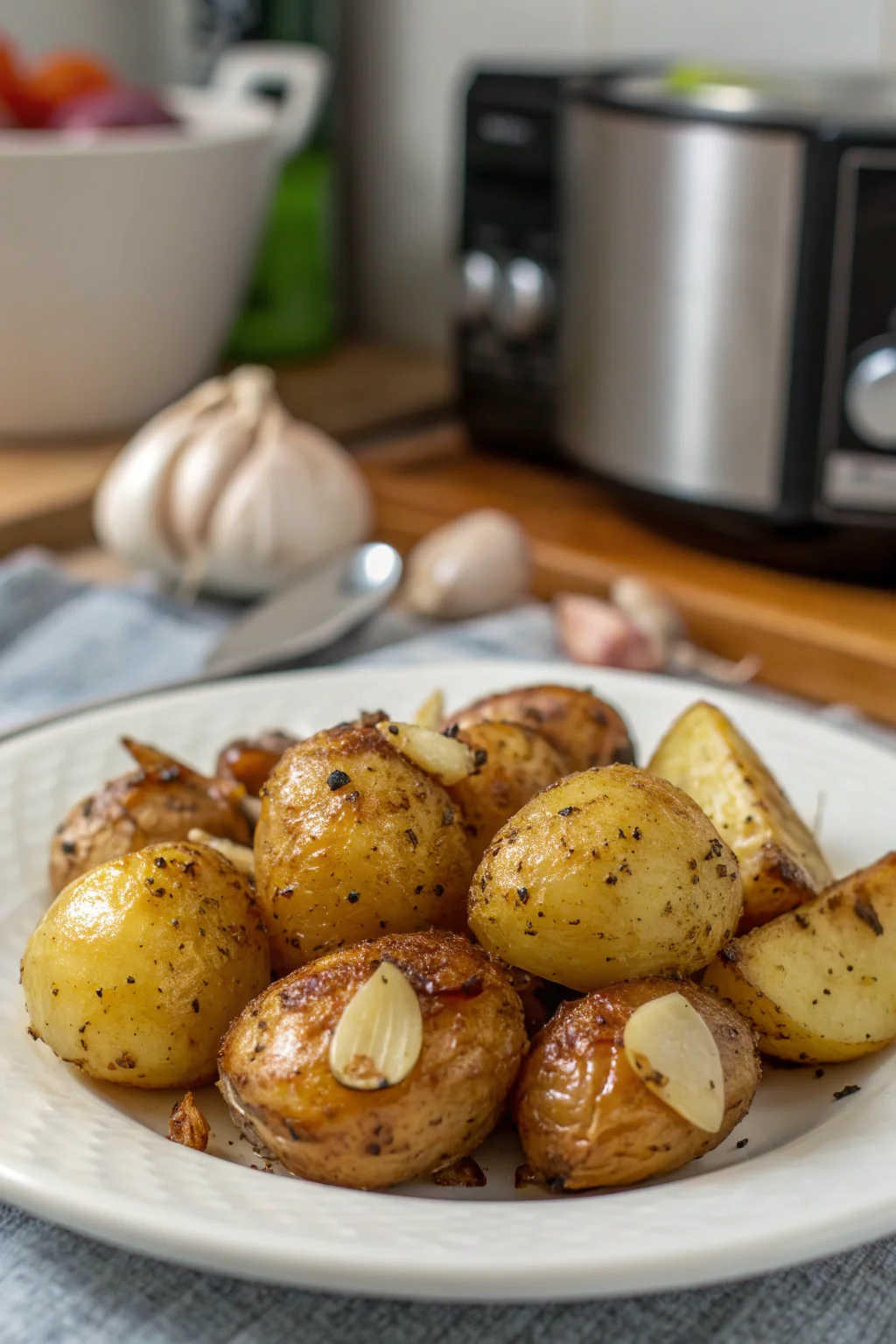 A delicious plate of Garlic Roast Potatoes