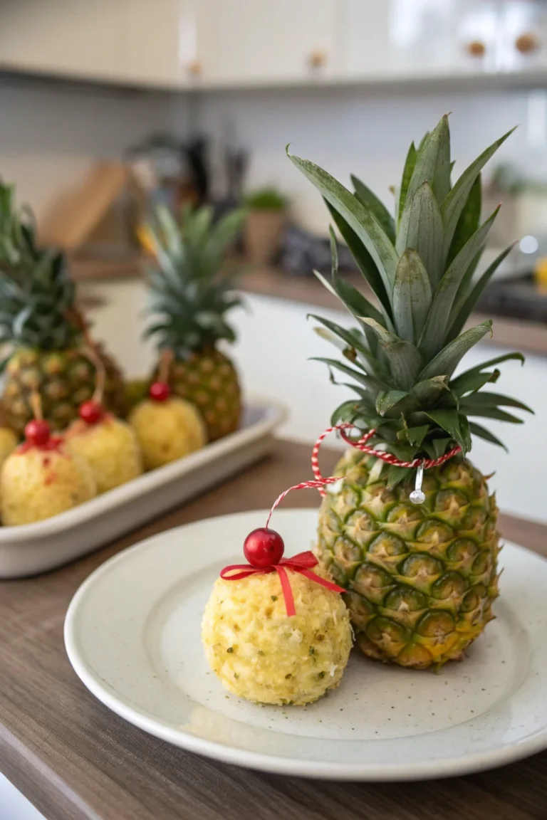 A delicious plate of Pineapple Christmas Balls