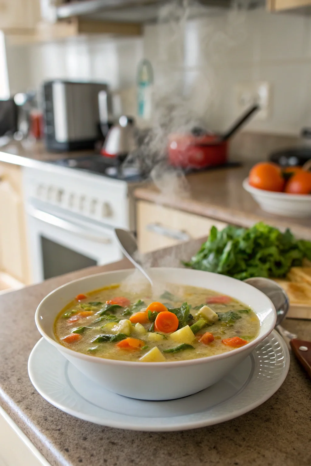 A delicious plate of One Pot Creamy Vegetable Soup