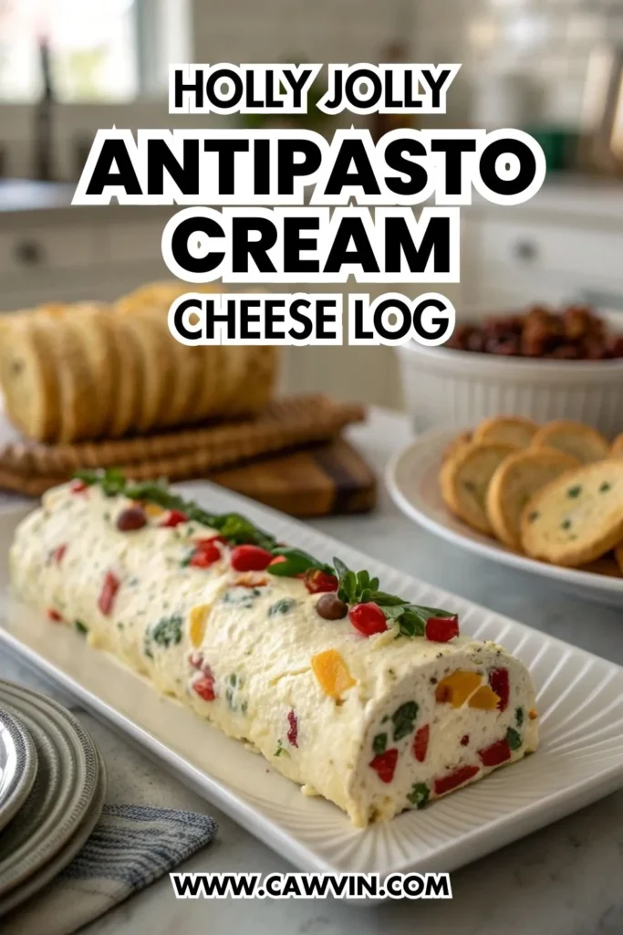 Holly Jolly Antipasto Cream Cheese Log 1000x1500 1 - Easy Peasy Recipes