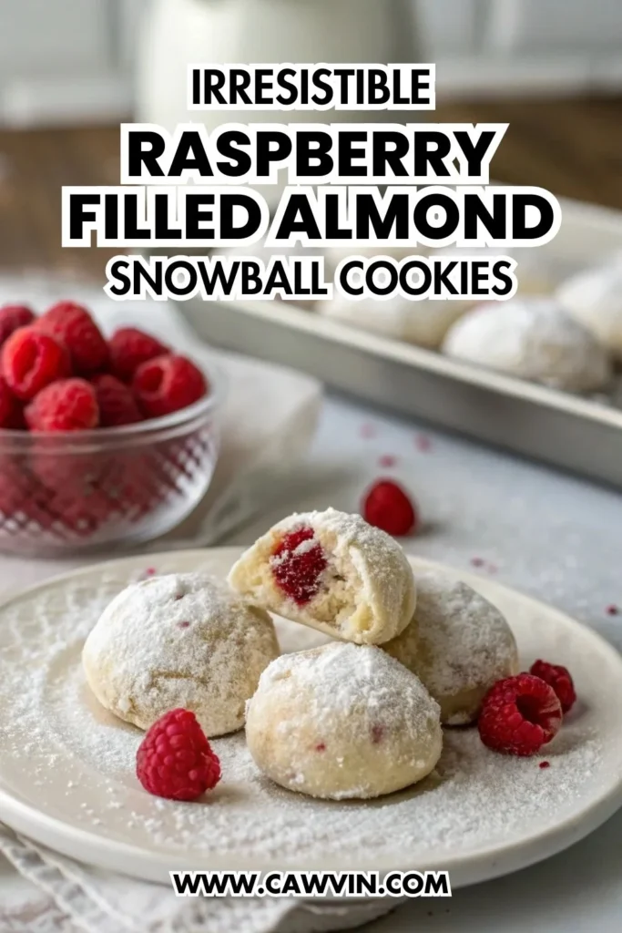 Irresistible Raspberry Filled Almond Snowball Cookies 1000x1500 1 - Easy Peasy Recipes