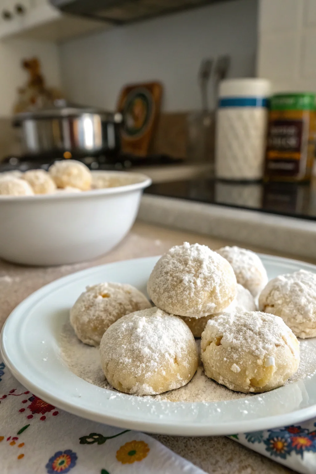 A delicious plate of Sweetened Condensed Milk Snowball Cookies