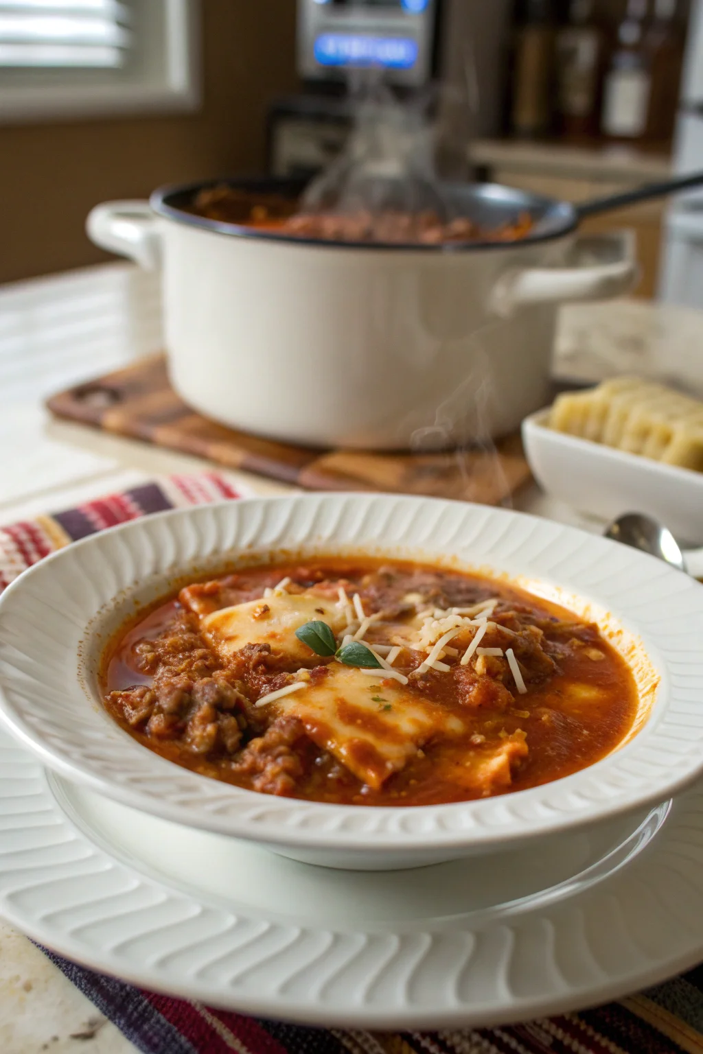 A delicious plate of Mouthwatering One Pot Lasagna Soup