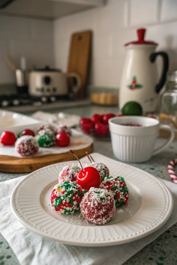 A delicious plate of Christmas Cherry Bombs