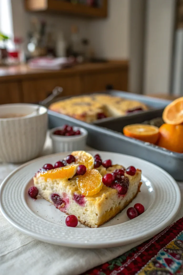 A delicious plate of Cottage Cheese Cranberry Orange Breakfast Bake