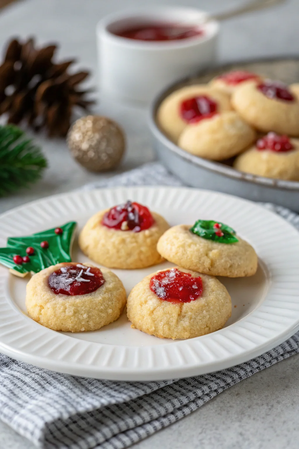 A delicious plate of Cozy Holiday Thumbprint Cookies