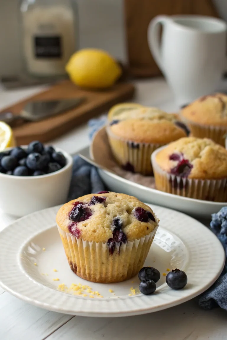 A delicious plate of Lemon-Blueberry Muffins