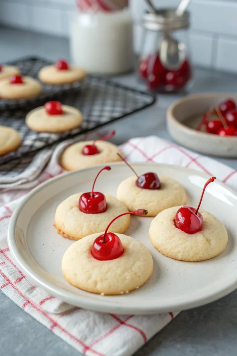 A delicious plate of Maraschino Cherry Sugar Cookies