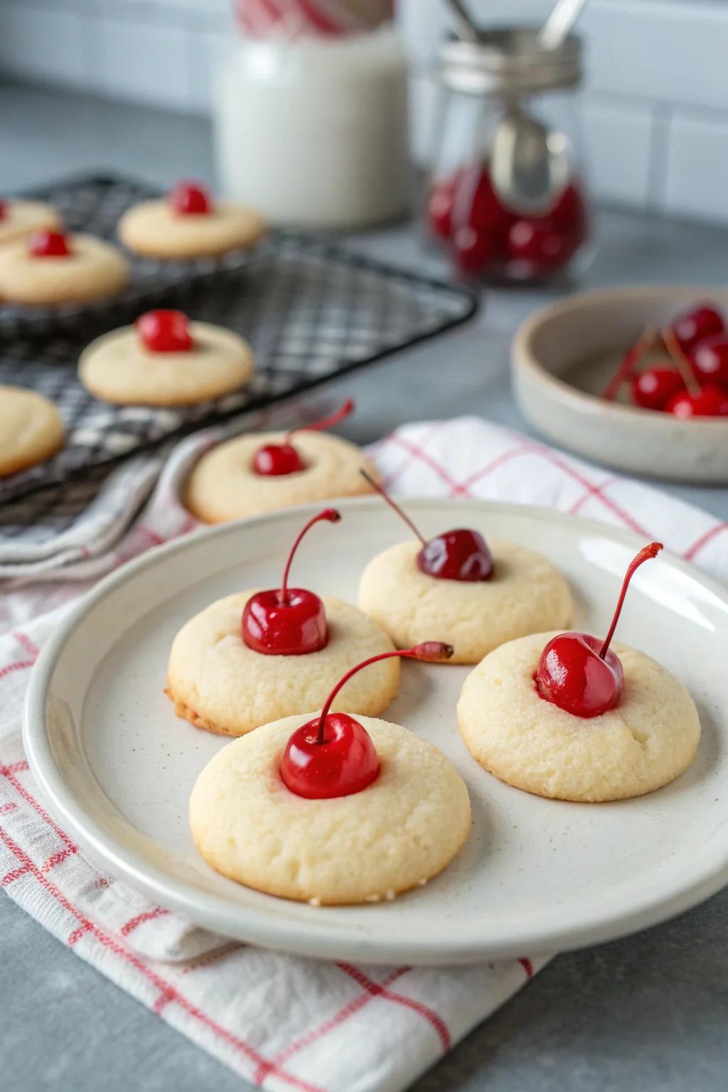 A delicious plate of Maraschino Cherry Sugar Cookies