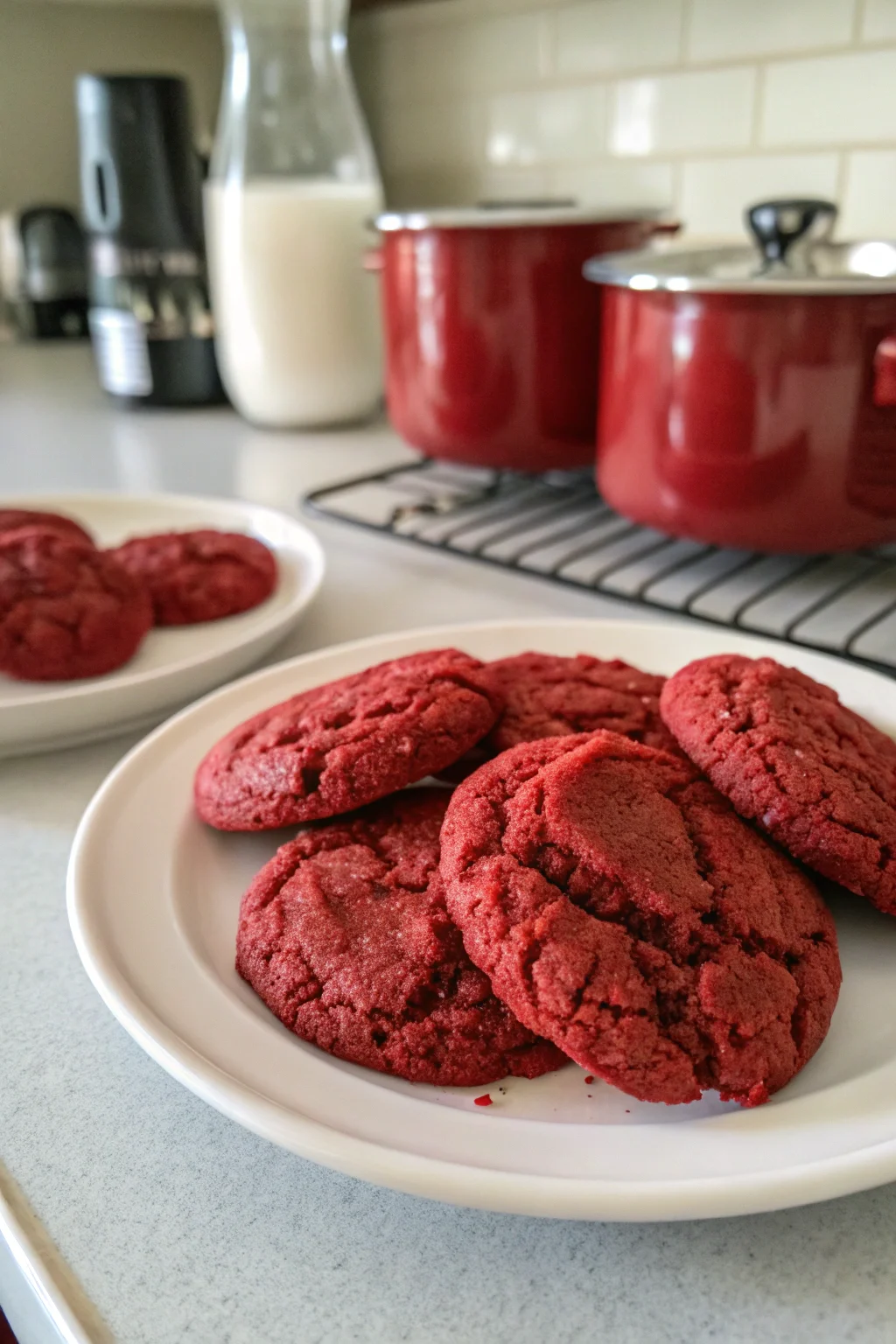 A delicious plate of Best Red Velvet Cake Mix Cookies