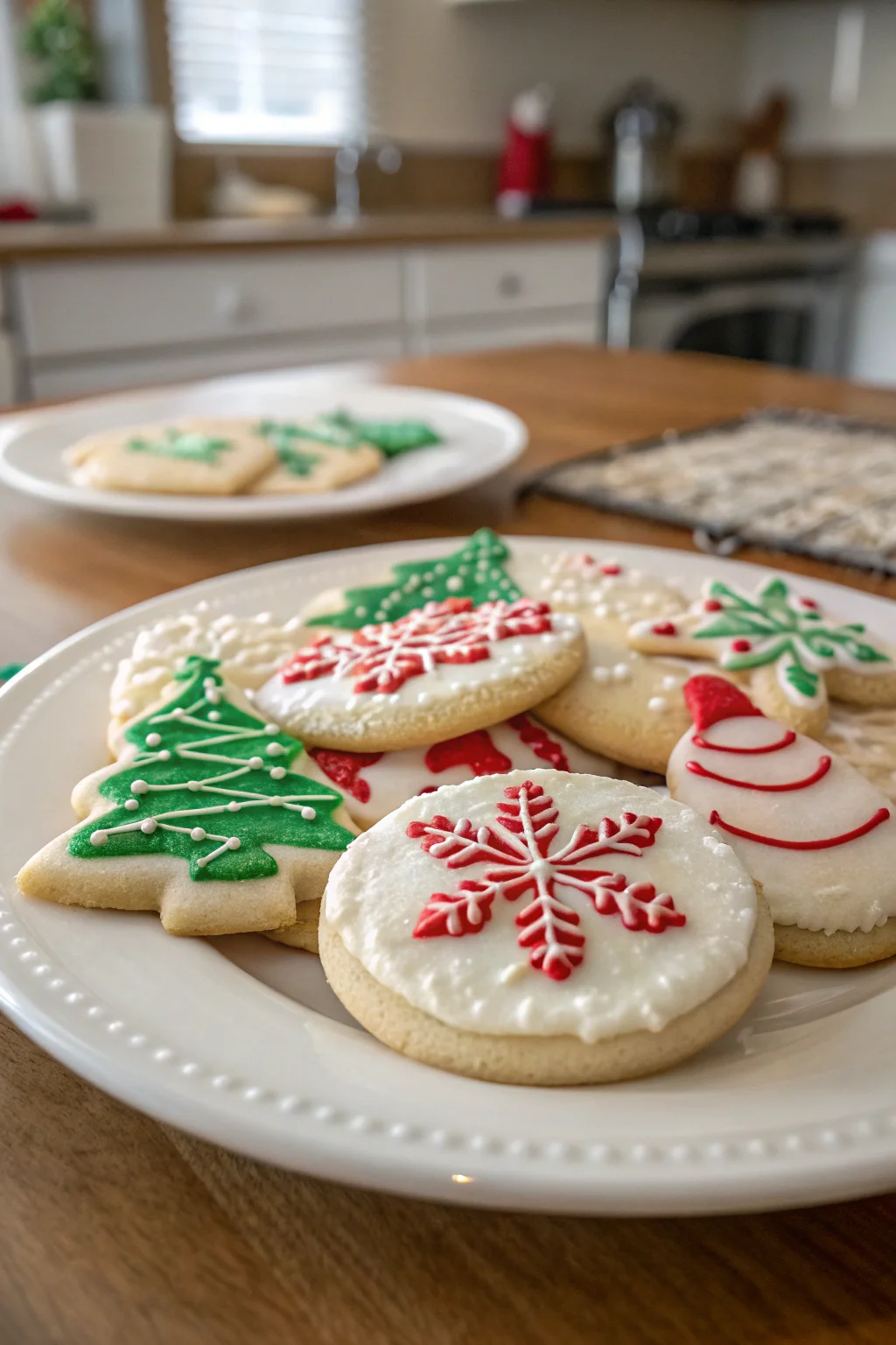 A delicious plate of Christmas Soft Frosted Sugar Cookies