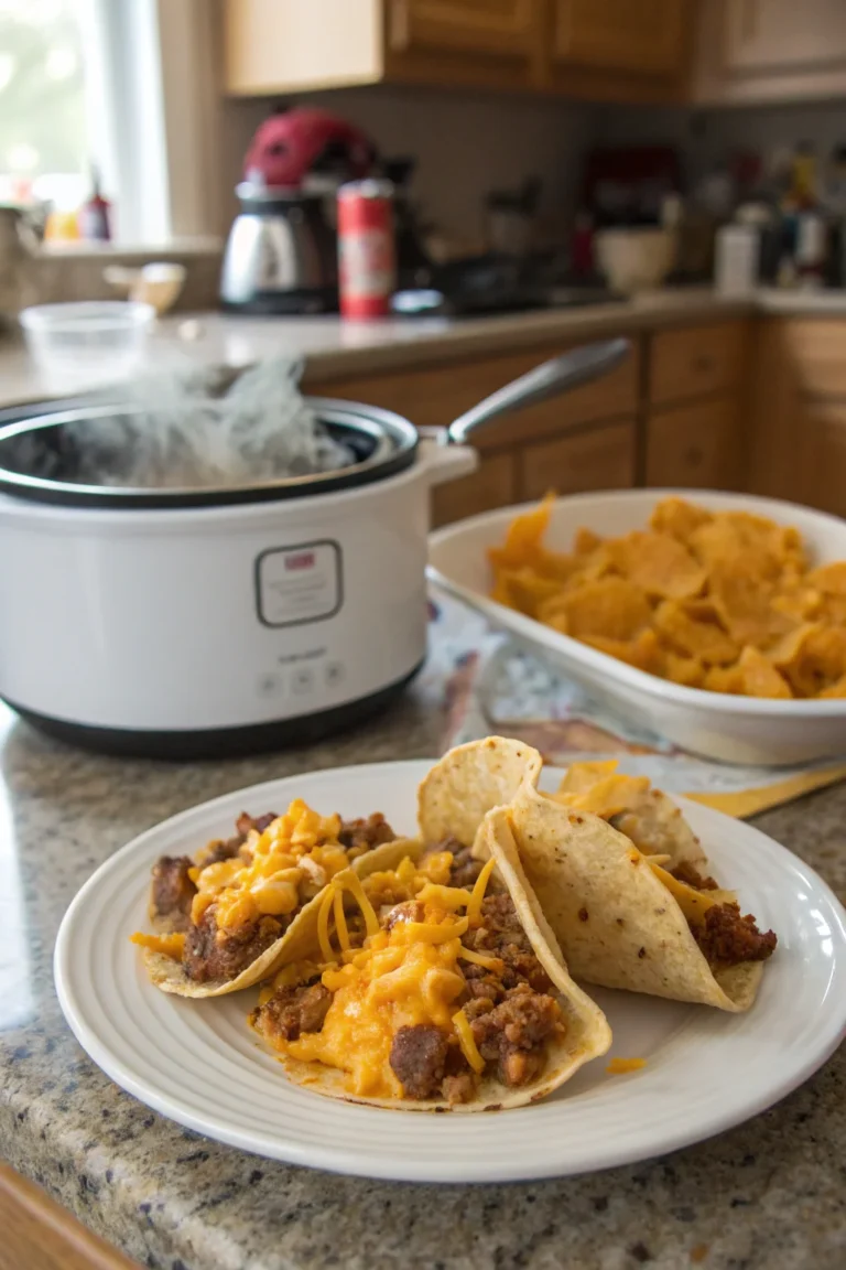A delicious plate of Crock Pot Taco Shells and Cheese