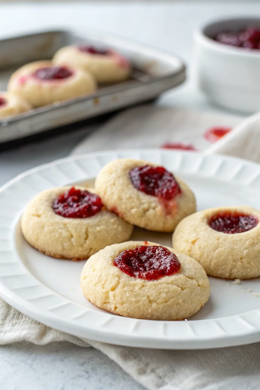 A delicious plate of Raspberry Thumbprint Cookies