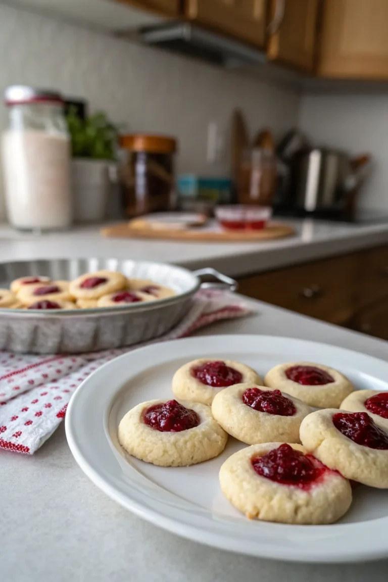 A delicious plate of Raspberry Thumbprint Cookies