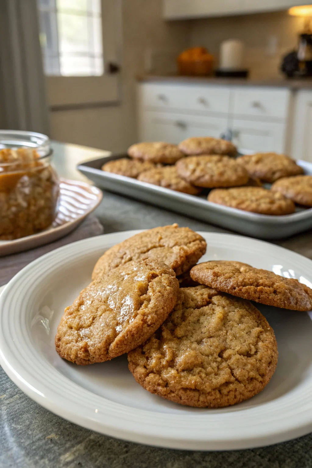 A delicious plate of Chewy Honey Toffee Cookies