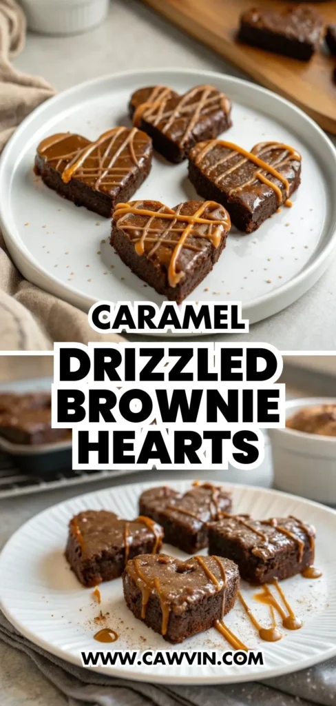 Caramel Drizzled Brownie Hearts 2 - Easy Peasy Recipes