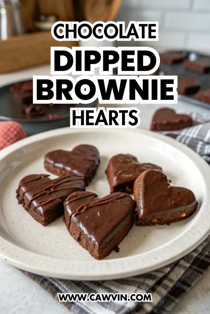 Chocolate Dipped Brownie Hearts - Easy Peasy Recipes